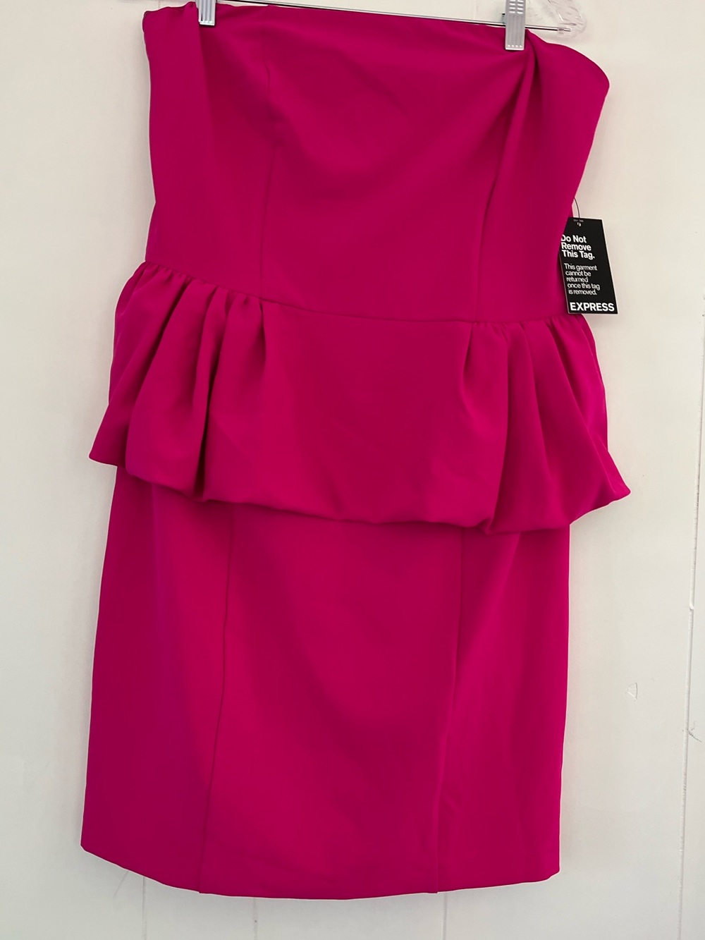 New EXPRESS Hot Pink Strapless Peplum Cocktail Dress Size 12 NEW with Tags